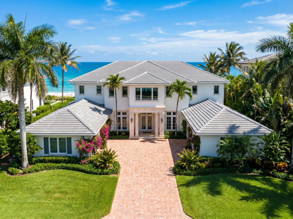 Ultra-luxury coastal tile roof installation in South Florida by BLU Roofing.