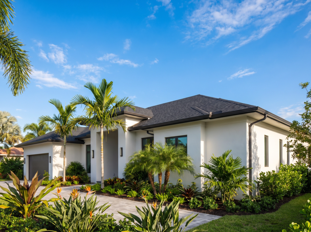 Premium architectural shingle roof replacement on a West Palm Beach home by BLU Roofing.