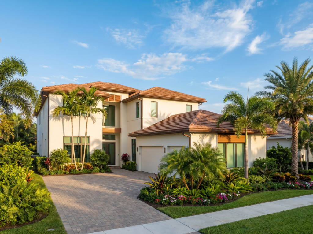 Durable terracotta tile roofing system engineered for West Palm Beach coastal weather by BLU Roofing.