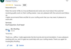 Heritage Farms Shingle Roof Repair Customer Review